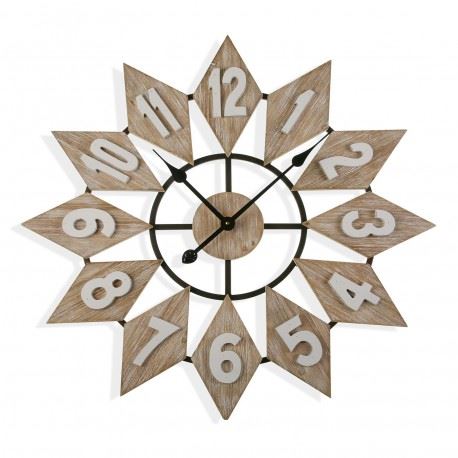 Reloj de madera salón con forma de estrella