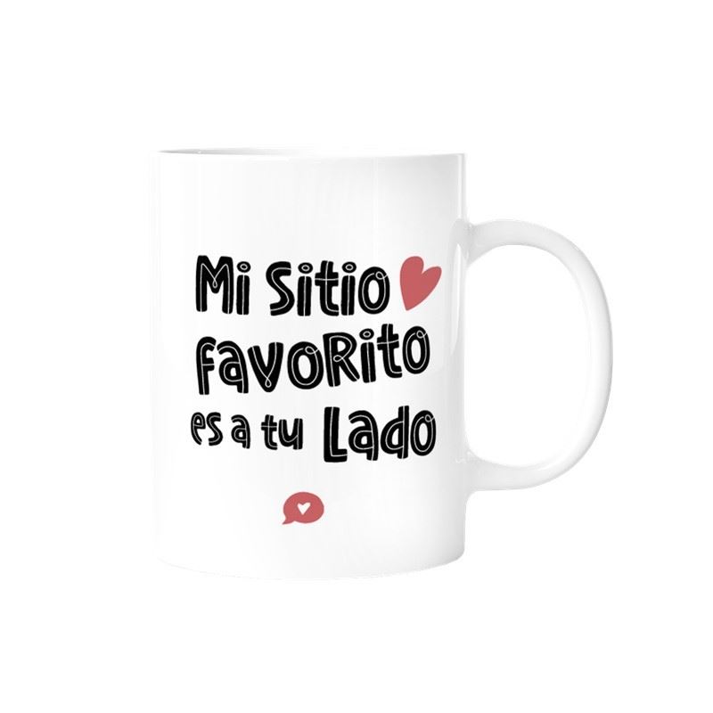 Taza enamorados mi sitio favorito es a tu lado