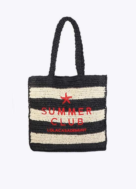 Bolso efecto rafia a rayas 