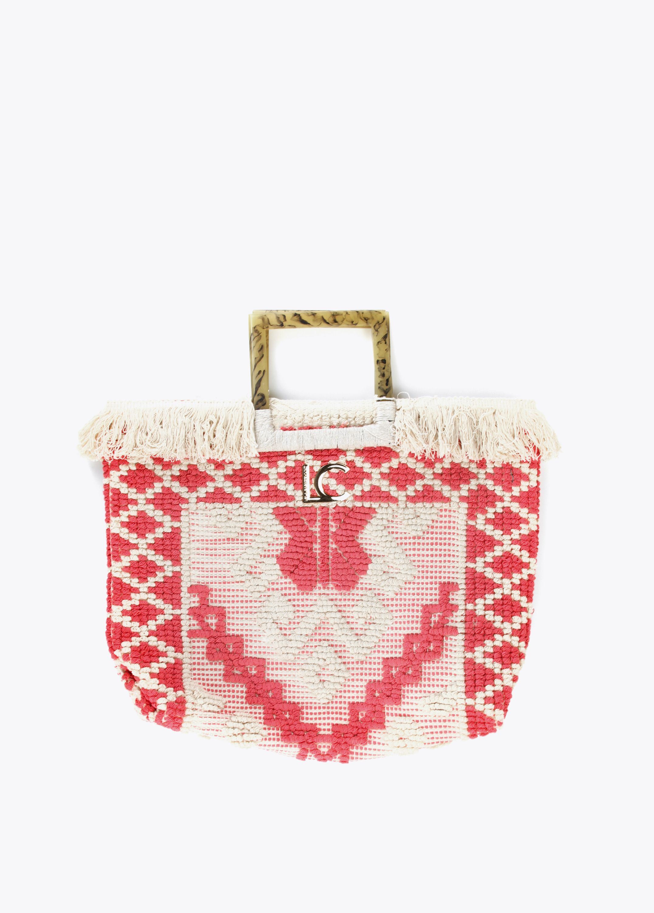 Bolso canvas cenefa coral asa resina Lola