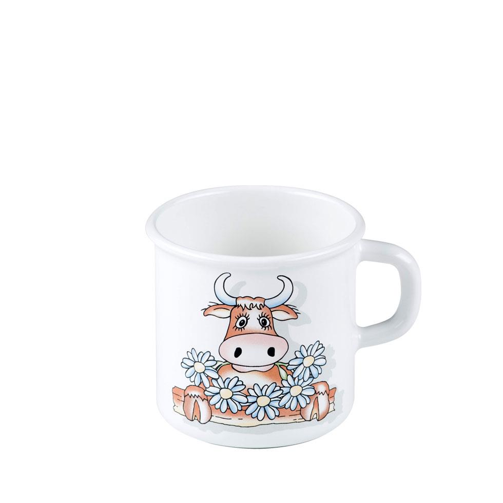 Taza mug de porcelana esmaltada Riess, estampado vaca
