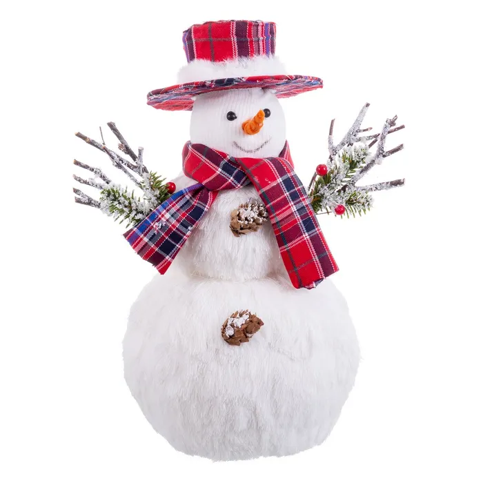 Muñeco de nieve con bufanda y gorro