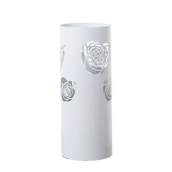 Paragüero metal blanco adorno flor calada