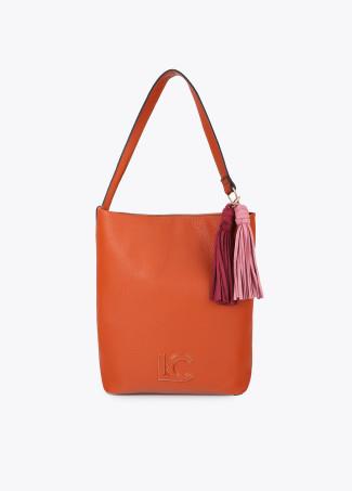 SHOPPER EFECTO PIEL CON POMPONES