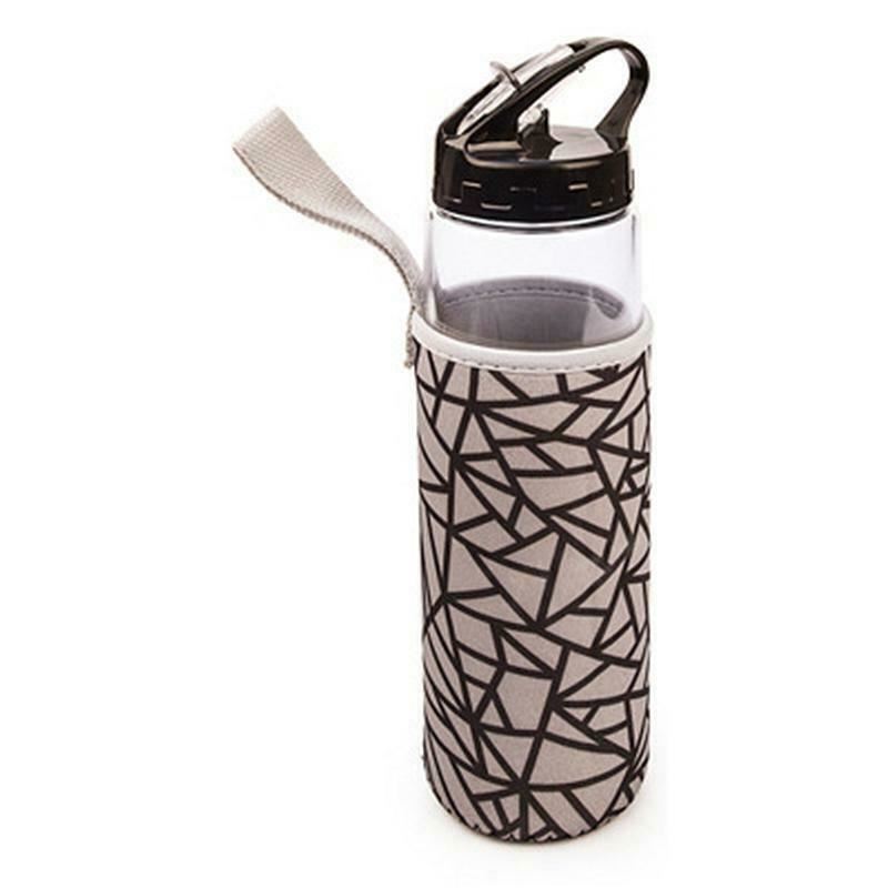 Botella de vidrio con funda y boquilla Iris 525ml Mosaico Negro