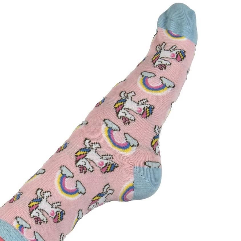 Par de calcetines chica "Unicornios y arcoiris" - Rosa