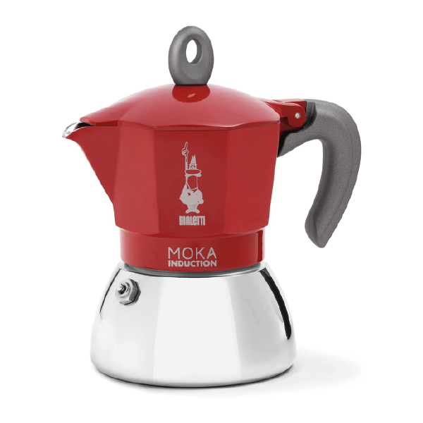 Bialetti New Moka Induction, Cafetera apta para inducción, 2 tazas, aluminio, roja